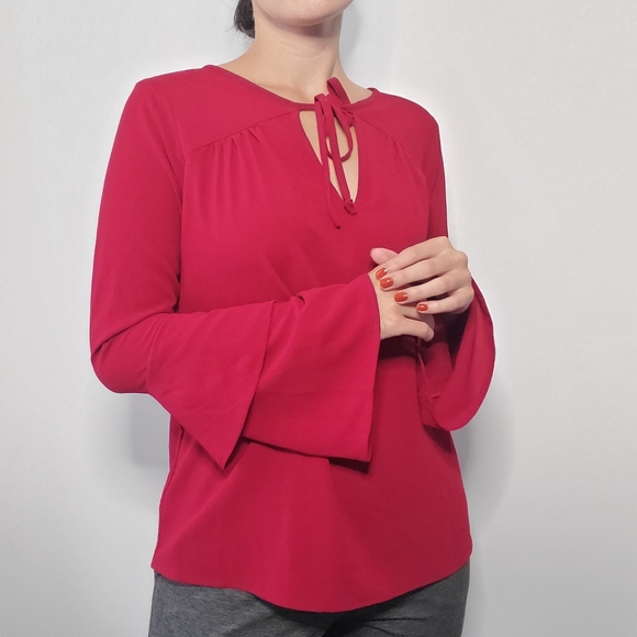 Mary & Mabel Tops - Wine Colored Long Sleeve Tie Top